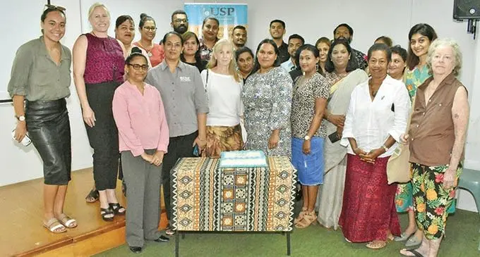 Campus Director, Dr Pramila Devi (front row, second from left), with visitors and organisers for the fundraising to assist the Pacific Animal Shelter and Hospital.  Photo: University of the South Pacific