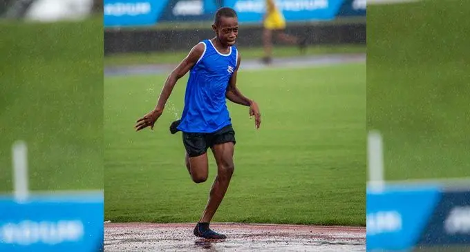 Muaniweni College 800 metres champion Jeremaia Ravisoli during their school interhouse at the ANZ Stadium on May 12, 2022. He ran a time of 2.47 minutes in the sub-junior 800 metres. Photo: Leon Lord.