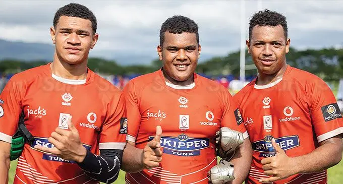 Macuata Under-20 reps and cousins (from left): Peni Baleira Turagasau, Sailosi Tamanikaiyaroi and Rapoama Naulumatua at Vinod Patel Park, Ba, on April 13, 2024. Photo: Sereana Salalo