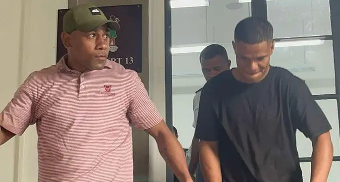 From left: Tevita Kapawale and Apisai Madigibuli outside the High Court in Suva on November 18, 2024. Photo: Beranadeta Nagatalevu