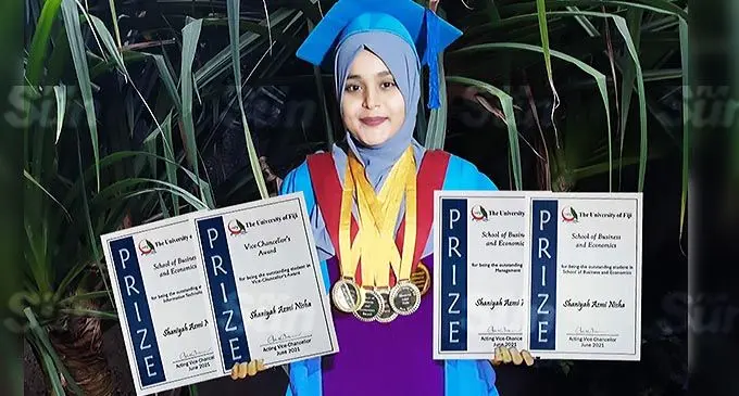 Shaniya Azmi Nisha during the University of Fiji graduation at the Saweni, Lautoka campus on December 17, 2021. Photo: Salote Qalubau