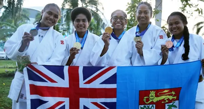 From Left: Elizabeth Valentine, Shanice Takayawa, Nathalyn Takayawa,Keresi Farouk and Blossom Yee Joy on July 16,2019. PHOTO: ANASILINI NATOGA