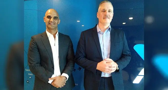 ANZ Fiji Country Head, Rabih Yazbek with ANZ Head of Trade and Supply Chain, Gareth Coleman on June 15, 2022. Photo: Selita Rabuku