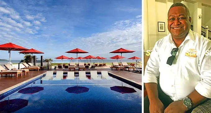 Hilton Beach Resort and Spa at Denarau, Nadi and InterContinental Grand Pacific Hotel’s new service manager for Food and Beverage, Taufa Drikibau at work, on February 1, 2022. Photo: Frederica Elbourne.