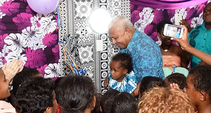 Prime Minister Voreqe Bainimarama while opening the rural electrification project on Vio Island on May 2, 2019.  Photo: DEPTFO News