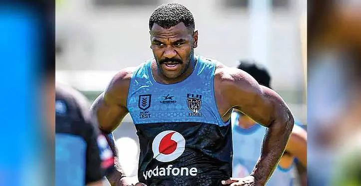 Vodafone Fijian Bati star winger Maika Sivo during training in Port Moresby, Papua New Guinea, on October 25, 2023. Sivo starts in the clash against Papua New Guinea Kumuls on Sunday. Photo: FNRL