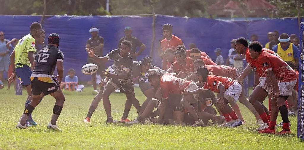 Ba makes their move as the Macuata forwards are ready to pounce on them during their Skipper Cup clash at Vinod Patel Park, Ba, on April 13, 2024.  Photo: Sereana Salalo