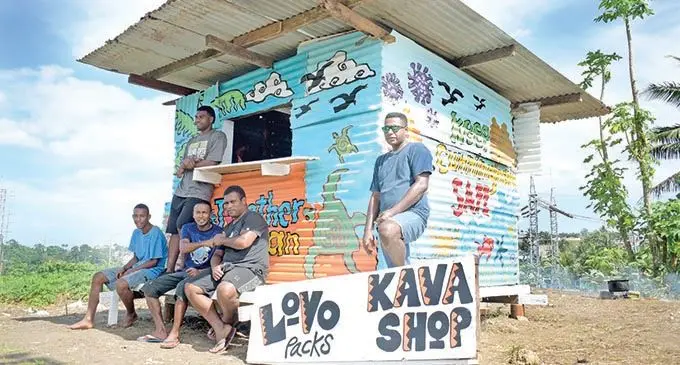 Youths from the Cunningham Boys group at their roadside food stall on July 17, 2020.  Photo: Ronald Kumar