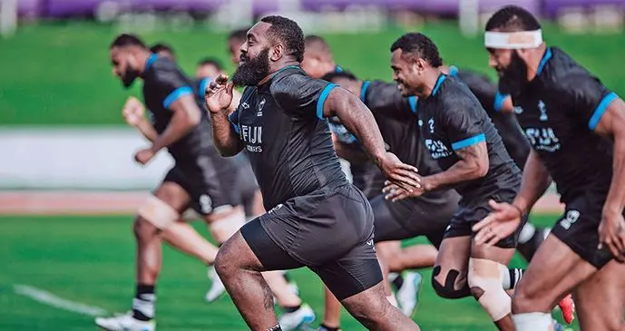 Fiji Airways Flying Fijians prop Manasa Saulo  during a training session on September 29, 2019, in Japan. Saulo and his Flying Fijians teammates are preparing for their next Rugby World Cup Pool D match against Georgia on Thursday, October 3.  Photo: Bruce Southwick/ZoomFiji