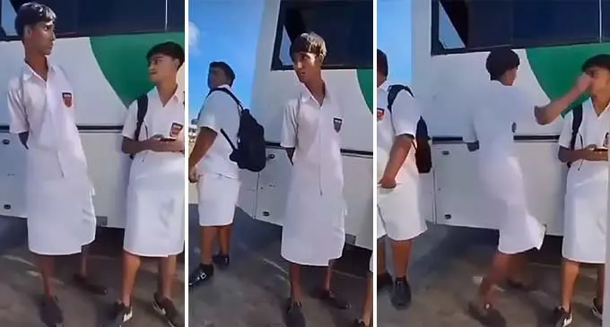 The viral video that has been circulating on Facebook, where a Nadi student  assaulting another student in Nadi. Photo: FB screenshot