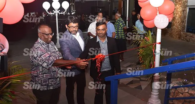 From left; Motorex Business Centre director Basant Banfal, Attorney-General and Minister for Economy Aiyaz Sayed-Khaiyum and Romit Banfal at the opening of the Motorex Business Centre on Nadi Back Road. Photo: Waisea Nasokia