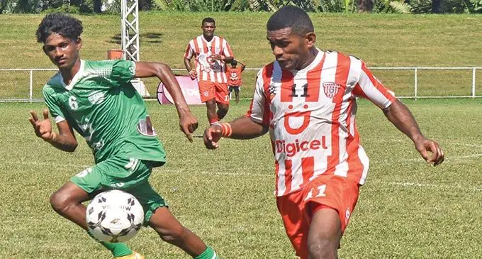 Labasa midfielder Ilisoni Lolaivalu sets up against Nadi in the Digicel Premier League clash at Prince Charles Park, Nadi. Labasa face Tailevu/Naitasiri on Saturday in a must-win clash. Photo: Waisea Nasokia