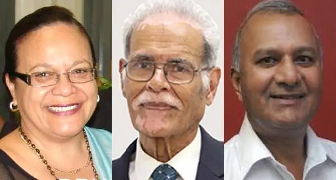 L-R: Ms Aloma Johansson - Deputy Pro-Chancellor , Mr Winston Thompson - Pro-Chancellor, Mr Mahmood Khan - Chair of Audit & Risk Committee