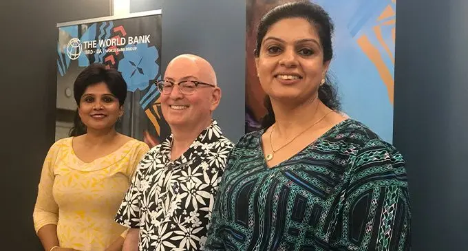From left: World Bank’s country economist for Samoa Reshika Singh, lead economist in the Pacific David Gould and senior economist Mehwish Ashraf during the launch of the World Bank Pacific Economic Update on February 28, 2023. Photo: Nacanieli Tuilevuka
