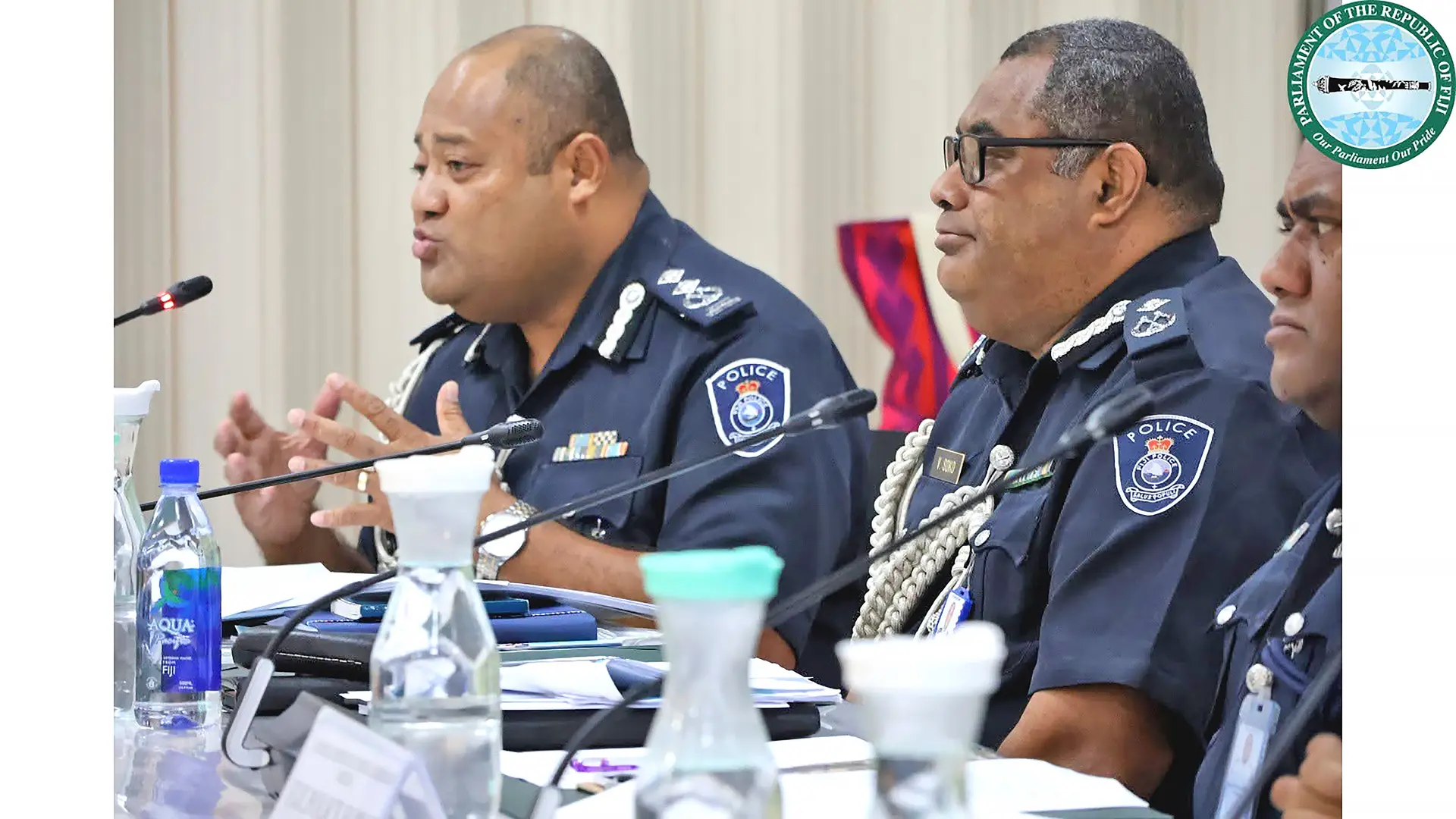 Assistant Commissioner of Police Operations Meli Sateki (left) making his submission.