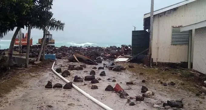  Oinafa Wharf after Tropical Cyclone Tino hit  Rotuma.