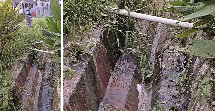 Sewer waste water continues to provide a foul smell for the residents of Niudamu Road, Tacirua East. Photo: Leon Lord