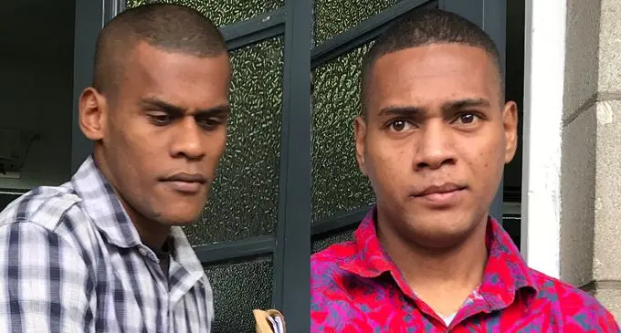 Rupeni Veramu and Joji Viqua outside the High Court in Suva on November 14, 2019. Photo: Ashna Kumar