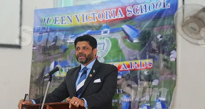 Attorney-General Aiyaz Sayed-Khaiyum at the prize giving ceremony for Queen Victoria School on October 26, 2019. Photo: Kelera Sovasiga