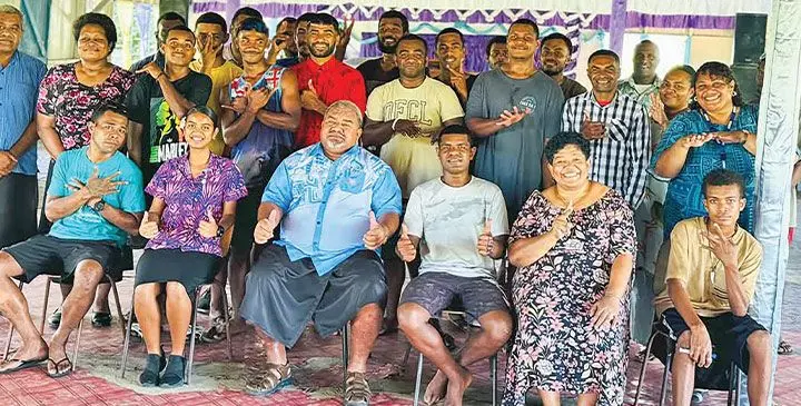 Minister for Youth and Sports Jese Saukuru with ministry officials and Nadi street boys.