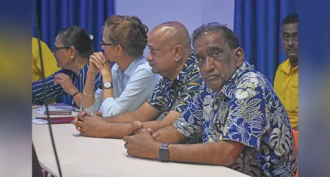 Labasa businessman Parmod Chand (closest to camera) during a National Budget Consultations at Labasa on June 2, 2023. Photo: Shratika Naidu