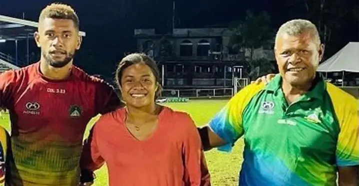 Fijian 7s squad member Ponipate Loganimasi (left) and his father Joeli Kalougata.