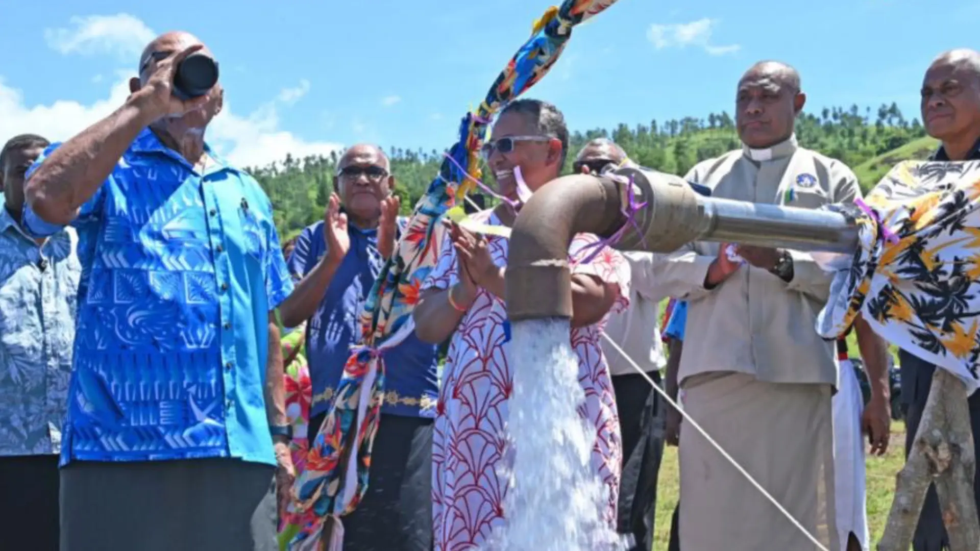 Prime Minister Sitiveni Rabuka officiates at the new Naseyani water plant in Ra.