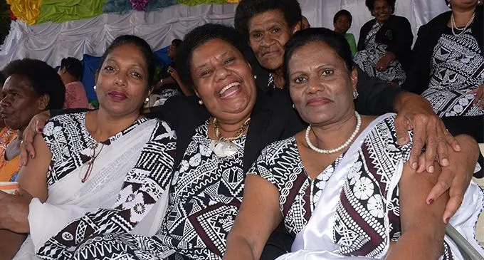 Methodist Church Indian Circuit members Aneeta Reuben (left) and Grace Reuben (right) with Methodist Church Women’s Fellowship members Losalini Mocelutu and Mere Baro during the  70th anniversary of the Methodist Women fellowship during the Methodist Church 2018 Festival of Praise at Furnival park in Toorak, Suva on August 14, 2018.  Photo: Ronald Kumar
