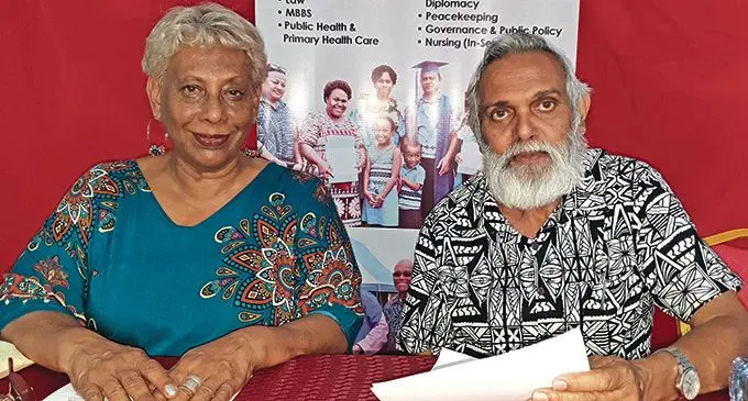 The Acting Vice-Chancellor of the University of Fiji, Professor Shaista Shameem with the Pro-Chancellor, Kamlesh Arya after the press conference on January 15, 2021. Photo: Nicolette Chambers