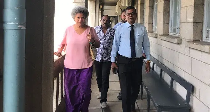 National Federation Party leader Biman Prasad and NFP Parliamentarian Lenora Qereqeretabua outside the Civil High Court in Suva on July 13, 2022. Photo: Ashna Kumar