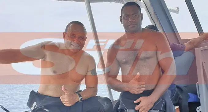 Police Commissioner Brigadier-General Sitiveni Qiliho (left), with Constable Tuisese during their recent operation to search for a possible drug haul. Photo: Fiji Police Media Cell