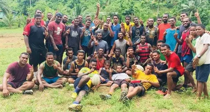 LV Stingray 7s team at the Navatuvula village ground at Sawani Naitasiri after their scrimmaging session with the Navatuvula U21 team on March 22, 2022. Photo: Supplied