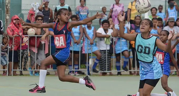 Kaji Netball competition under 9 action between Suva and Koro at National Netball Centre on August 15, 2019. Photo: Ronald Kumar