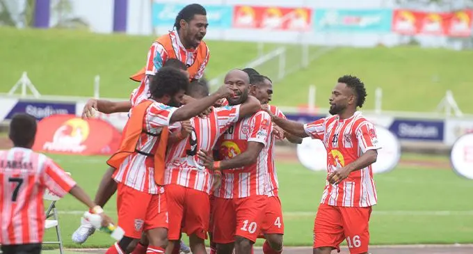 Team Labasa celebrate their win over Lautoka during  the BOG first Semi-final at HFC Bank Stadium on September 16, 2023. Photo: Ronald Kumar.