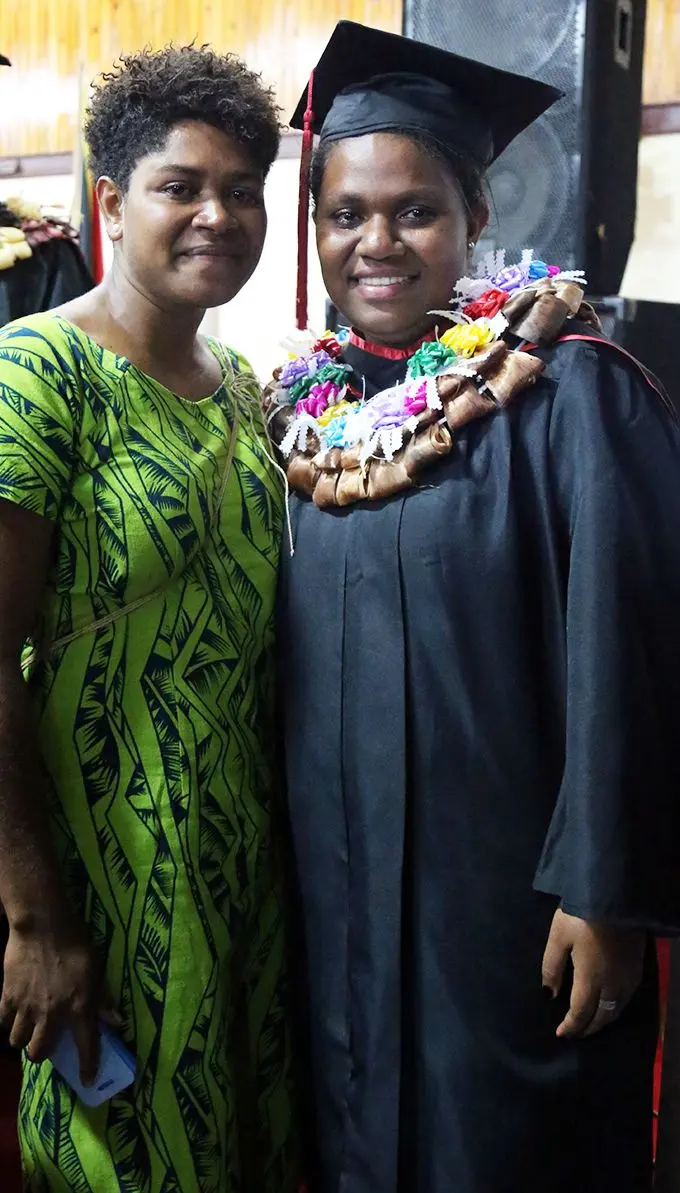 Mereoni Sauvaka (left) with her friend Talei Waqa at Calvary Temple, Samabula on  November 24, 2019.  Photo: Kelera Sovasiga