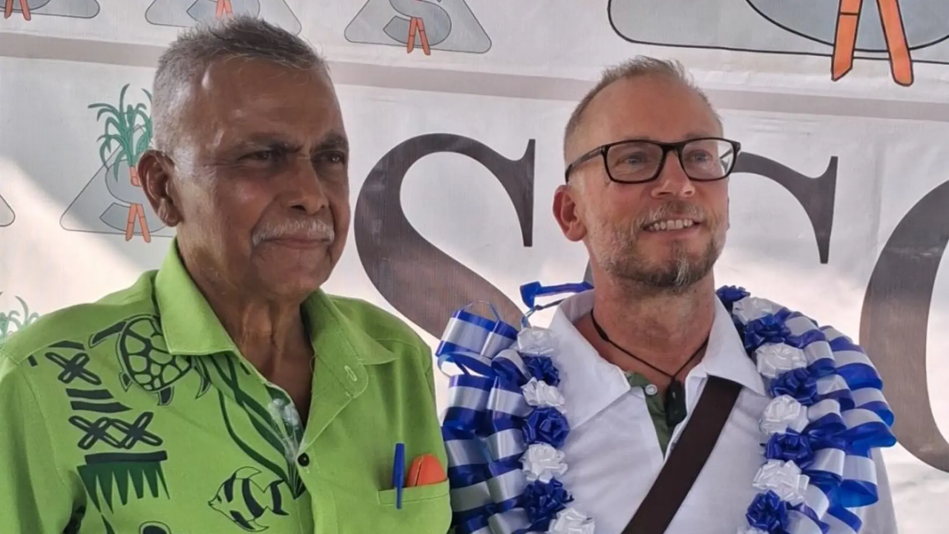 Farmer Jay Ram and Business Link Pacific (BLP) director Steve Knapp in Lautoka. 