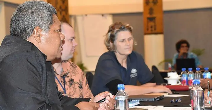 The Ministry of Lands and Mineral Resources Permanent Secretary Dr Raijeli Taga met with the representatives from Geoscience Australia and the Australian Bureau of Meteorology at the Tanoa International Hotel in Nadi. Photo: Mereleki Nai