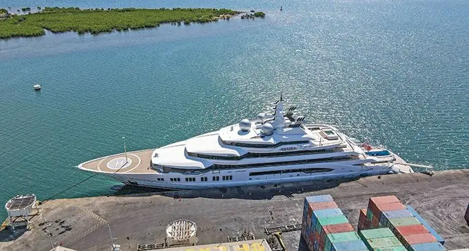 Amadea the super yacht docked at the Lautoka Wharf 