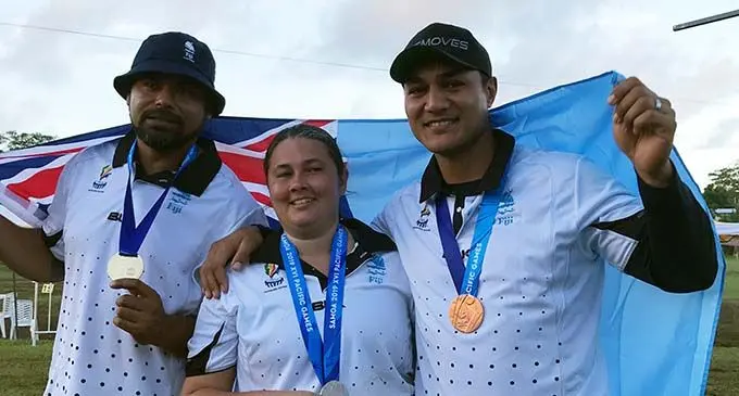Robert Elder (left) with his team-mates in Apia, Samoa on July 9, 2019.  Photo: Rosi Doviverata
