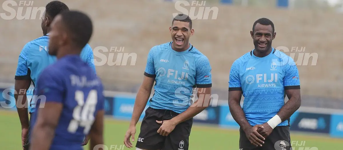 Meli Derenalagi (middle) while training with the National 7's side at ANZ Stadium on September 1, 2020. Photo: Ronald Kumar.
