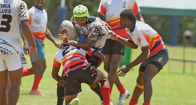 Action from the Naitasiri Rugby Union 10’s at Bidesi Park, Suva on December 2, 2022. Photo: Ronald Kumar
