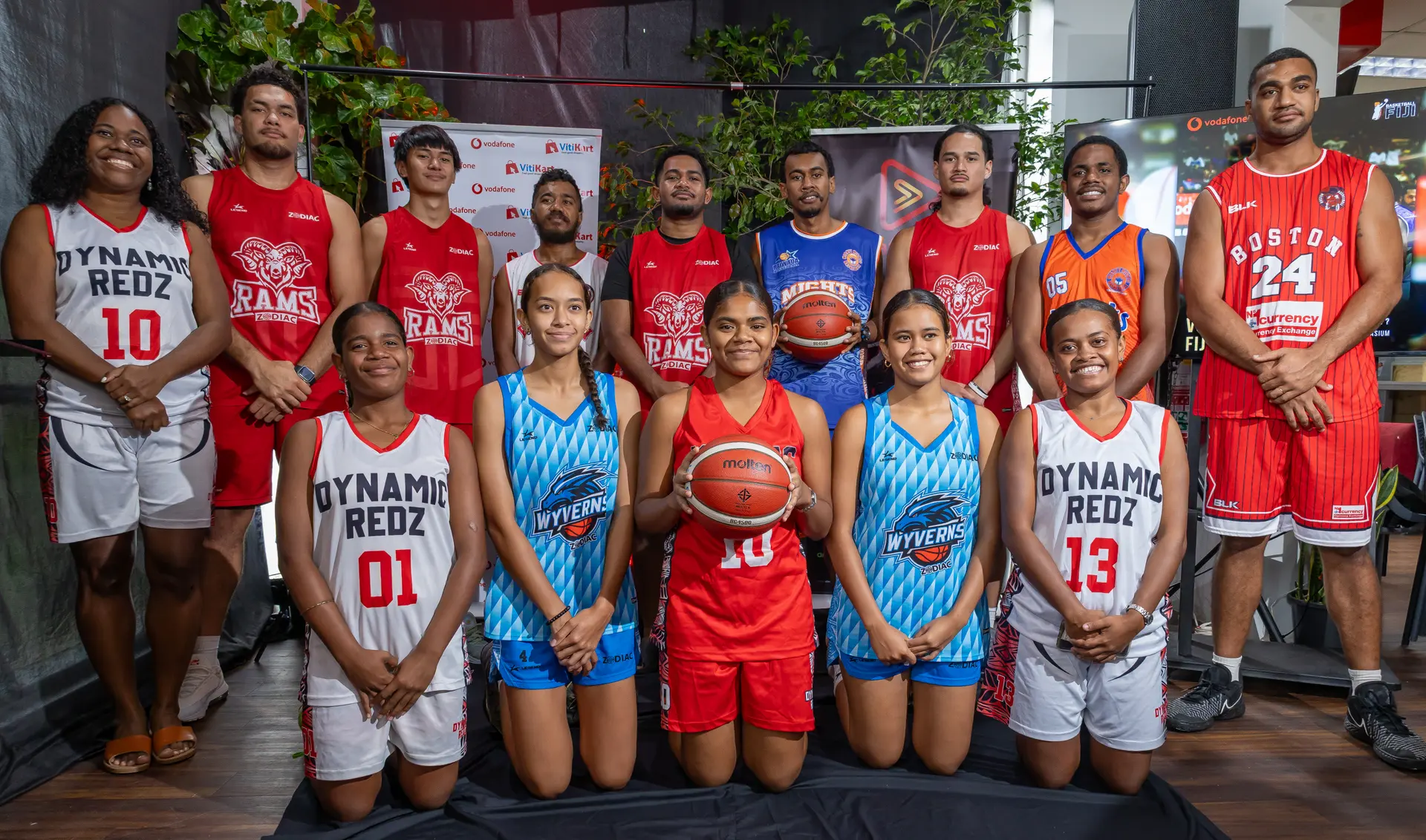 Basketball team representatives during the launch of the 2026 Vodafone National Basketball club championship at the Vodafone headquarters in Tamavua on May 20, 2026. Photo: Vodafone Fiji