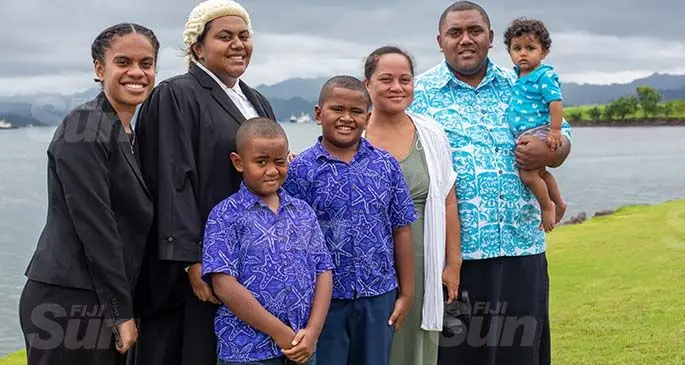 Ela Ratulevu with her family in Suva on April 9, 2021 Photo: Wati Talebula-Nuku