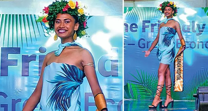 Miss Labasa Divisional Hospital, Adi Marica Naceva Waqaniburotu after winning the Best Sarong Award at Subrail Park, Labasa on September 2, 2024.