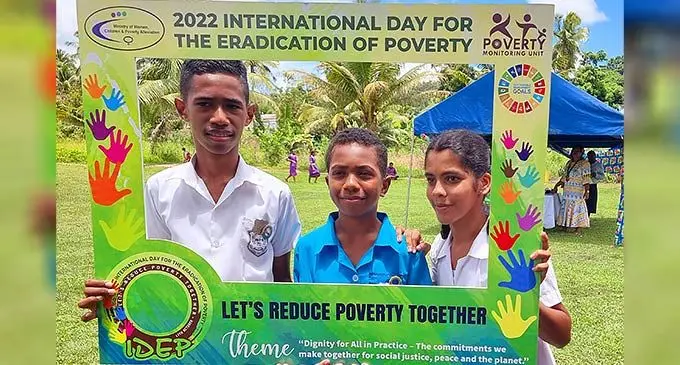 Nadogo Central College students commemorating Eradication of Poverty at the school on October 19, 2022. Photo: Sampras Anand