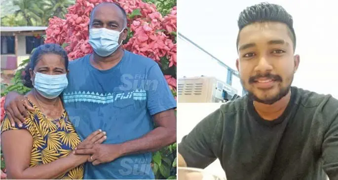 Emmanuel Pillay’s mother Shanti Devi and father Surend Pillay at their home in Siberia, Labasa on May 16, 2021 (Left) and Nurse Emmanuel Pillay(Right).
