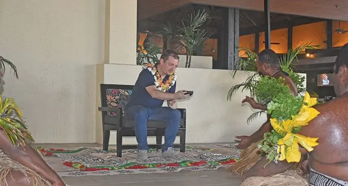 International Paralympic Committee president Andrew Parsons is traditionally welcomed at The Westin Denarau Island Resort & Spa on March 13, 2019. Photo; Nicolette Chambers