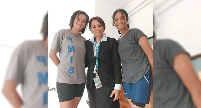 Salote Moce Rokobuli and her two daughters, Akosita Lakai Rokobuli and Adi Moce Rokobuli at Port Moresby, Papua New Guinea, on July 25, 2022.