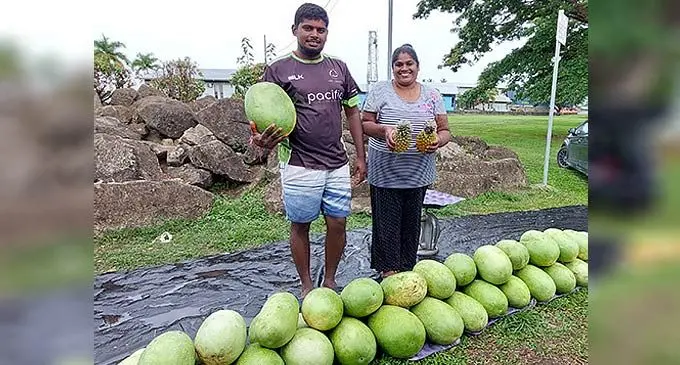 Pramila Devi and her son, Prashant Swami along the Navutu stretch in Lautoka on October 25, 2022. Photo: Nicolette Chambers 