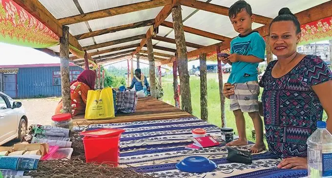 Sala Whippy with her son Jonathan Whippy at the newly built market in Seaqaqa on April 7,2021. Photo: Laisa Lui